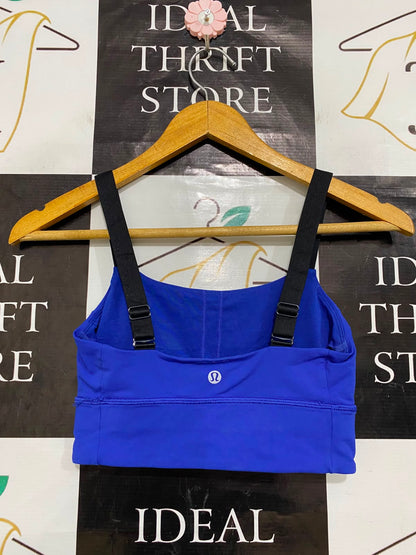 LULULEMON |XS| BUST 12| ROYAL BLUE BLACK STRAP SPORTS BRA CROP TOP LONG-LINE ACTIVEWEAR