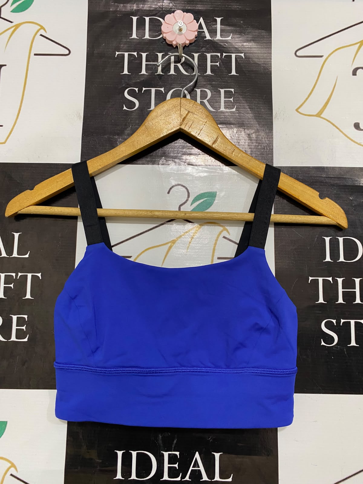LULULEMON |XS| BUST 12| ROYAL BLUE BLACK STRAP SPORTS BRA CROP TOP LONG-LINE ACTIVEWEAR