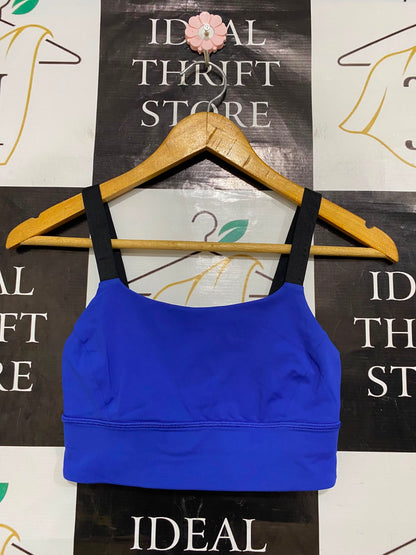 LULULEMON |XS| BUST 12| ROYAL BLUE BLACK STRAP SPORTS BRA CROP TOP LONG-LINE ACTIVEWEAR