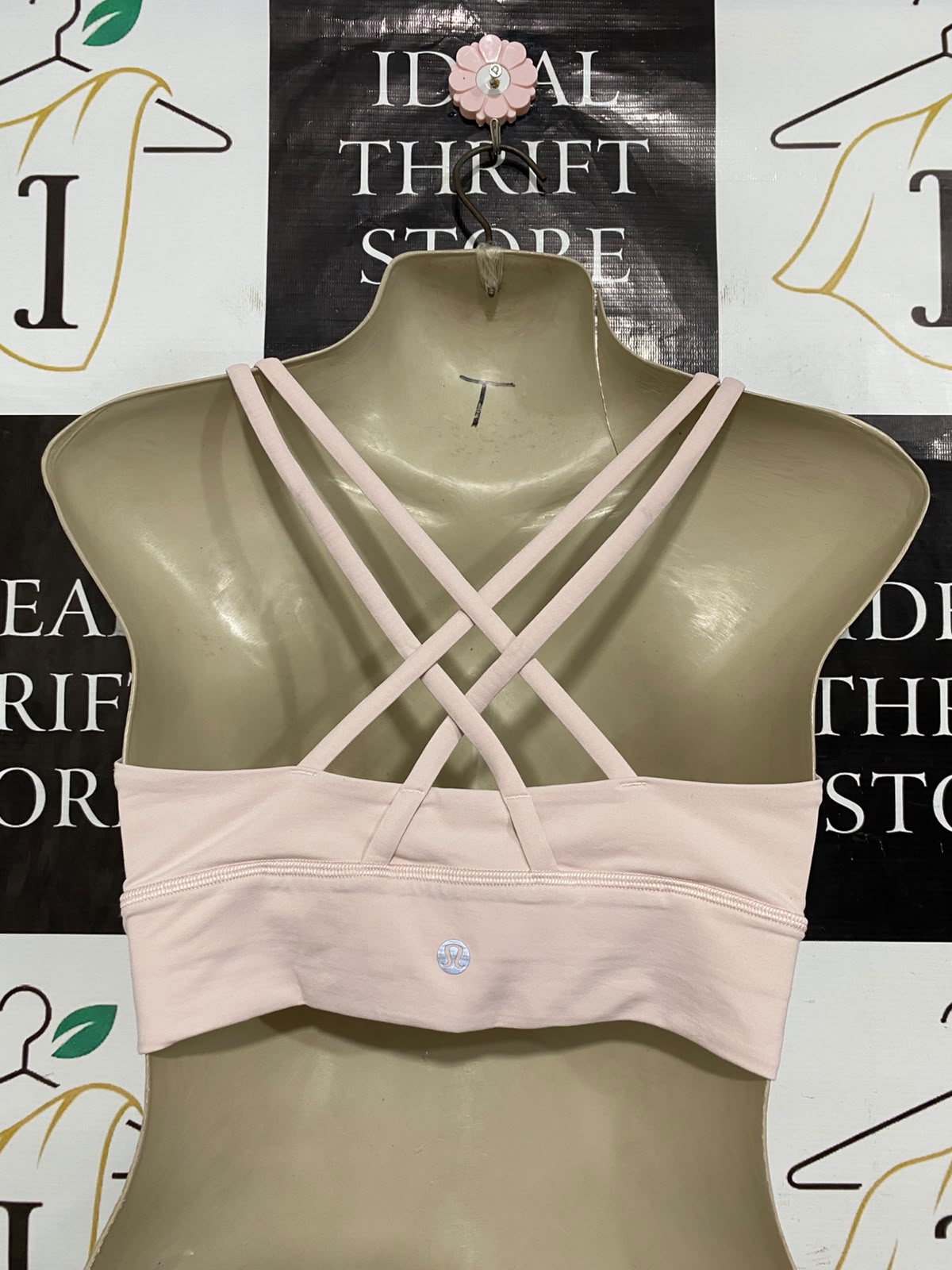 LULULEMON |XS| BUST 13| BLUSH PINK NUDE SCOOP NECK SPORTS BRA CROP TOP LONG-LINE ACTIVEWEAR