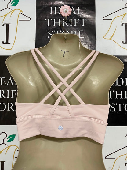 LULULEMON |XS| BUST 13| BLUSH PINK NUDE SCOOP NECK SPORTS BRA CROP TOP LONG-LINE ACTIVEWEAR