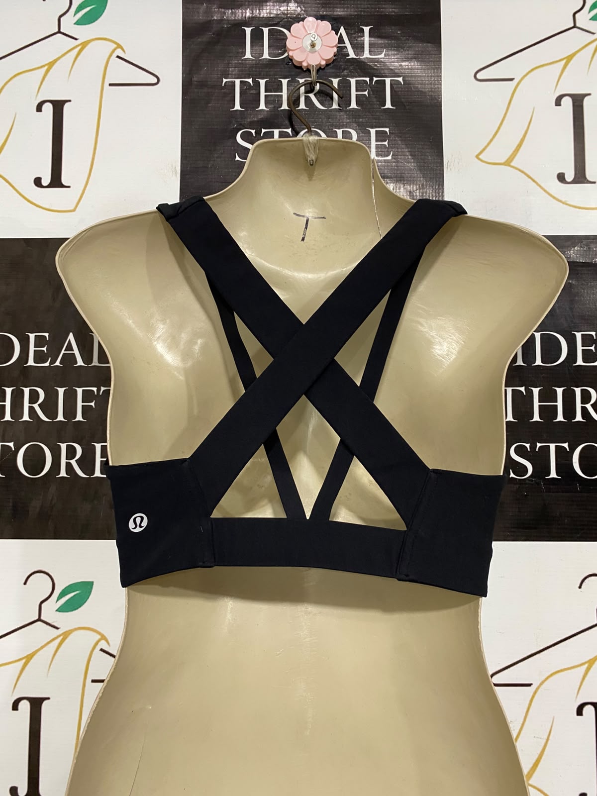 LULULEMON |XS| BUST 13| BLACK V-NECK SPORTS BRA CROP TOP ATHLETIC GYM ACTIVEWEAR
