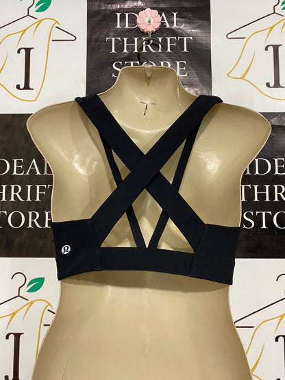 LULULEMON |XS| BUST 13| BLACK V-NECK SPORTS BRA CROP TOP ATHLETIC GYM ACTIVEWEAR