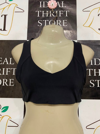 LULULEMON |XS| BUST 13| BLACK V-NECK SPORTS BRA CROP TOP ATHLETIC GYM ACTIVEWEAR