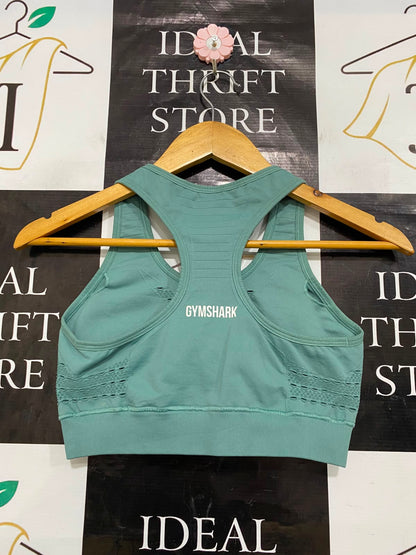 GYMSHARK |M| BUST 13| SAGE GREEN SEAMLESS SPORTS BRA CROP TOP ACTIVEWEAR