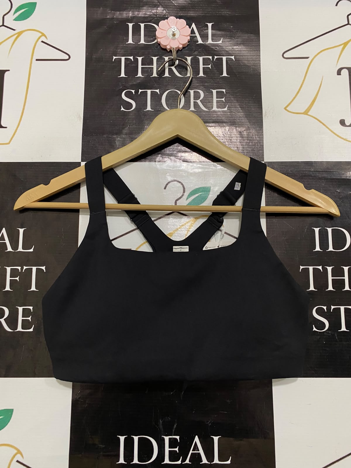 LULULEMON |S| BUST 14| BLACK SQUARE NECK ADJUSTABLE STRAP SPORTS BRA CROP TOP ACTIVEWEAR