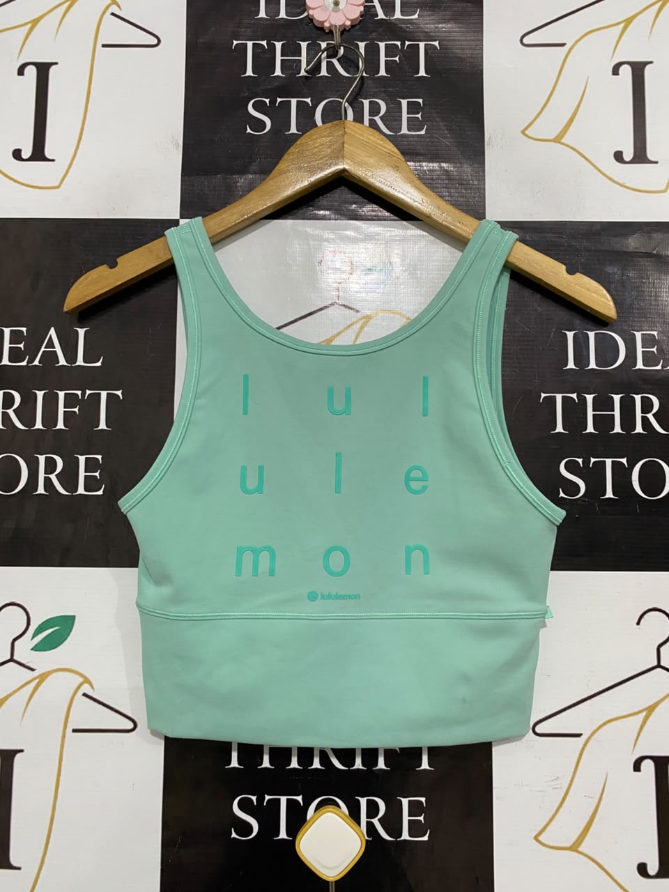 LULULEMON |XS| BUST 13| MINT GREEN LOGO CROP TOP SPORTS BRA ACTIVEWEAR