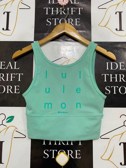 LULULEMON |XS| BUST 13| MINT GREEN LOGO CROP TOP SPORTS BRA ACTIVEWEAR