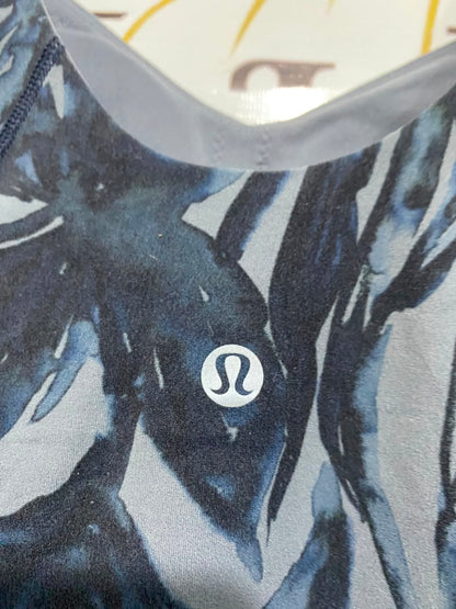 LULULEMON |XS| BUST 13| CHARCOAL GREY BLUE FLORAL PRINT CROP TOP TANK TOP ATHLETIC ACTIVEWEAR