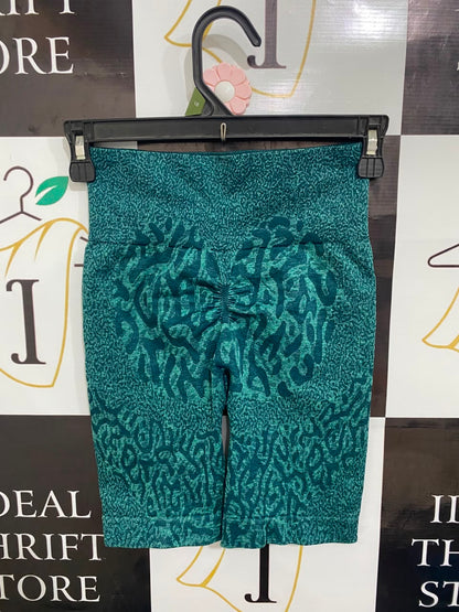 GYMSHARK |XXS| WAIST 20| TEAL GREEN ANIMAL PRINT SEAMLESS BIKER SHORTS ACTIVEWEAR