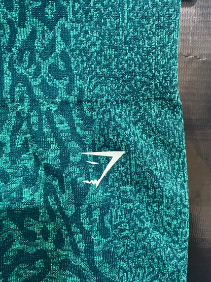 GYMSHARK |XXS| WAIST 20| TEAL GREEN ANIMAL PRINT SEAMLESS BIKER SHORTS ACTIVEWEAR