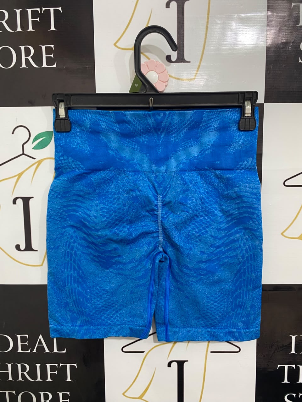 GYMSHARK |XS| WAIST 24| BLUE ANIMAL PRINT SEAMLESS BIKER SHORTS ACTIVEWEAR
