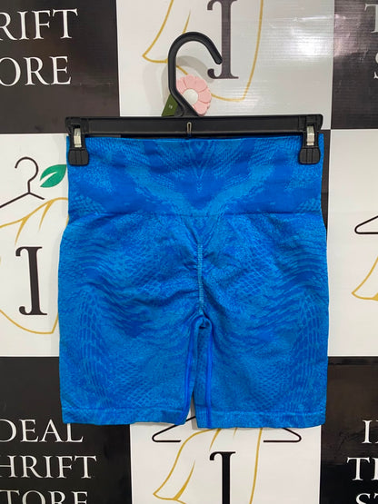 GYMSHARK |XS| WAIST 24| BLUE ANIMAL PRINT SEAMLESS BIKER SHORTS ACTIVEWEAR