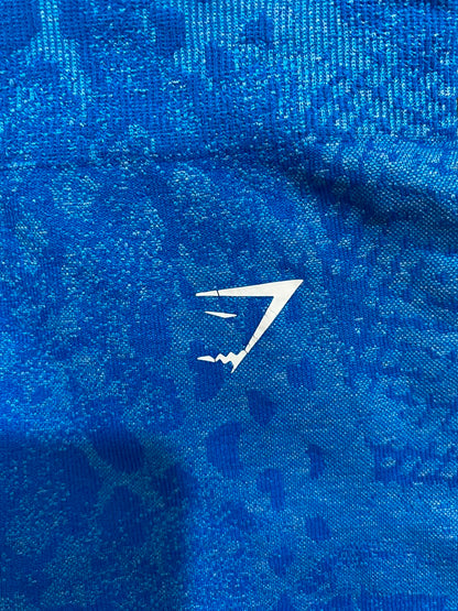 GYMSHARK |XS| WAIST 24| BLUE ANIMAL PRINT SEAMLESS BIKER SHORTS ACTIVEWEAR