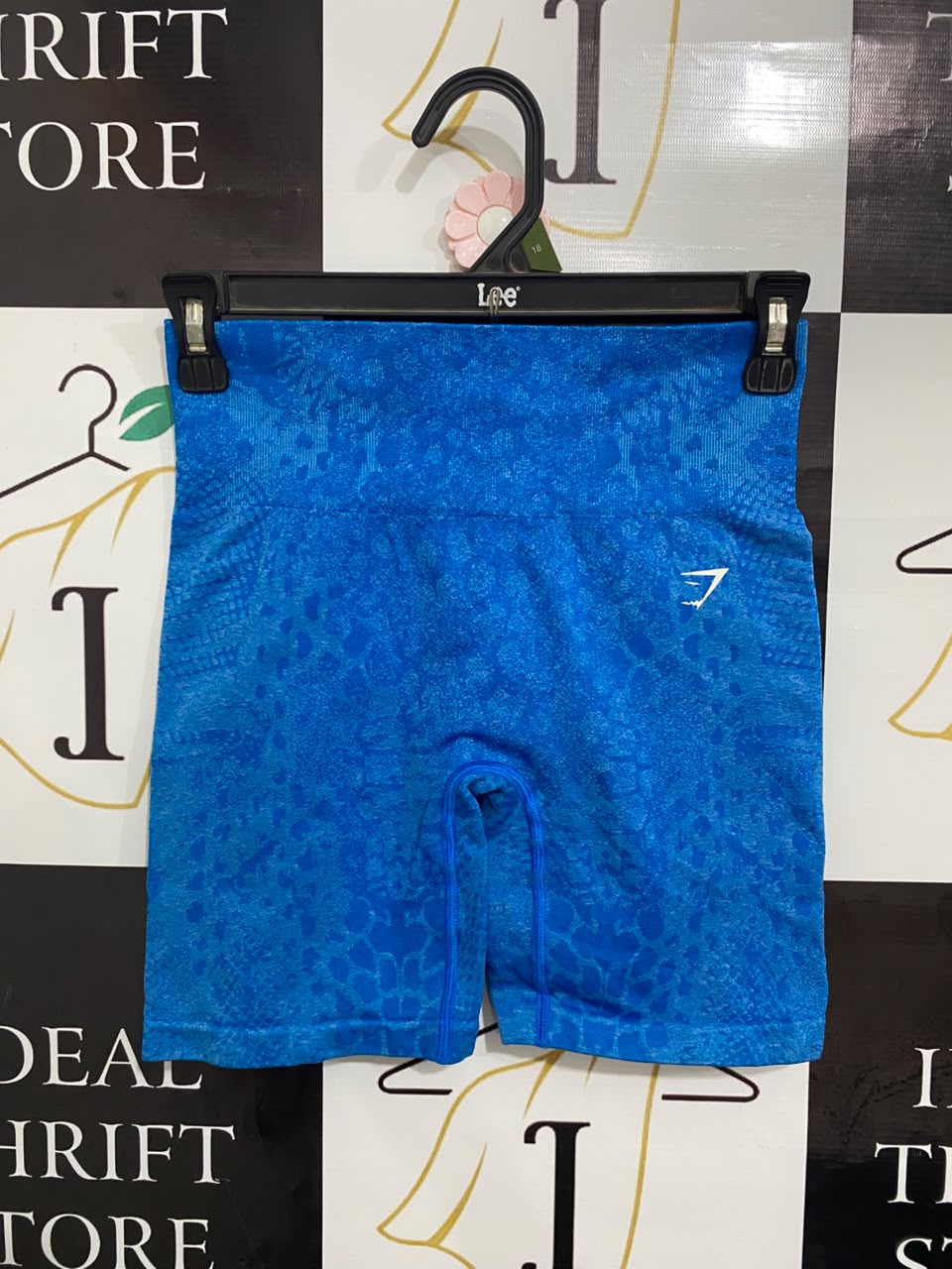 GYMSHARK |XS| WAIST 24| BLUE ANIMAL PRINT SEAMLESS BIKER SHORTS ACTIVEWEAR