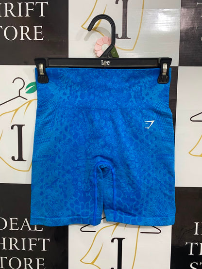 GYMSHARK |XS| WAIST 24| BLUE ANIMAL PRINT SEAMLESS BIKER SHORTS ACTIVEWEAR