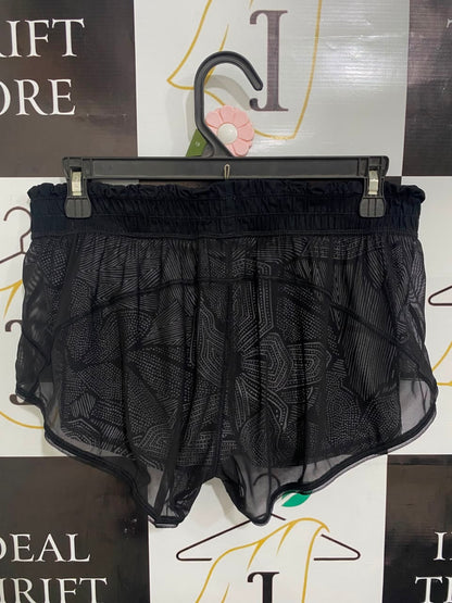 LULULEMON |M| WAIST 28| BLACK GEOMETRIC MESH LAYERED RUNNING SHORTS ACTIVEWEAR