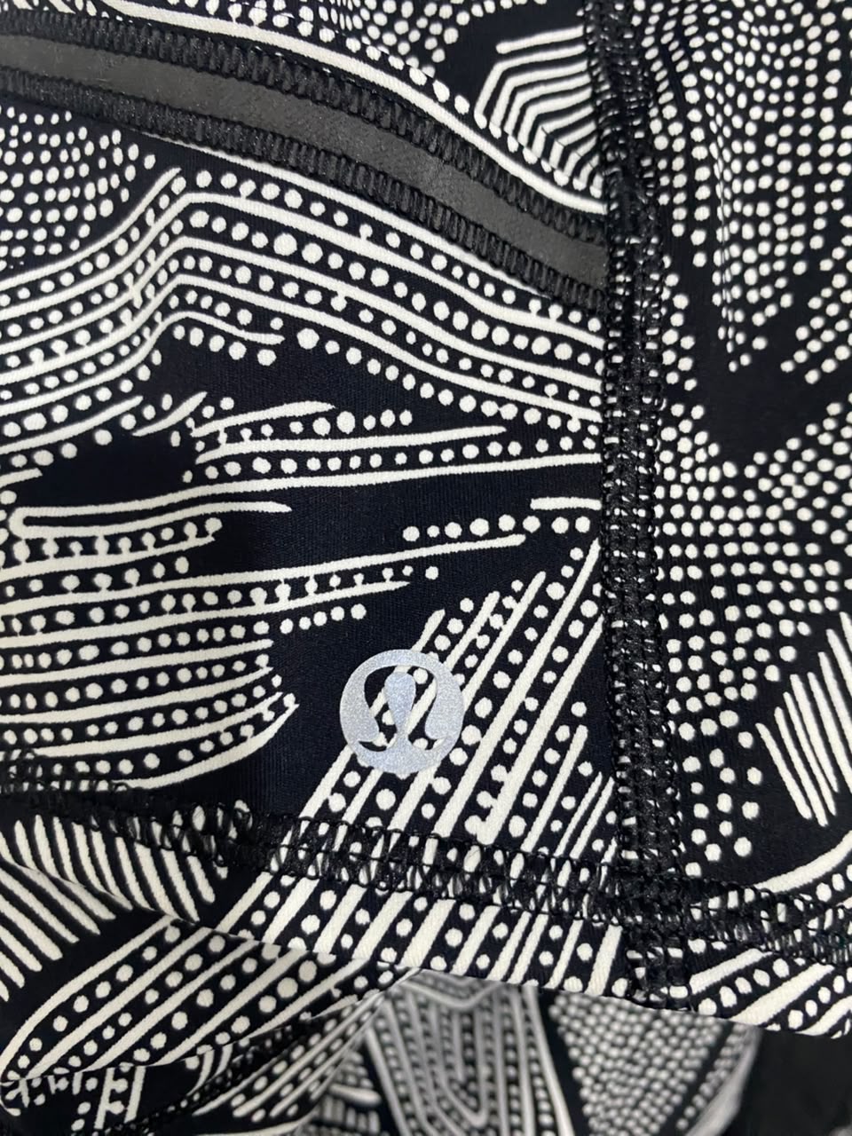 LULULEMON |M| WAIST 28| BLACK GEOMETRIC MESH LAYERED RUNNING SHORTS ACTIVEWEAR
