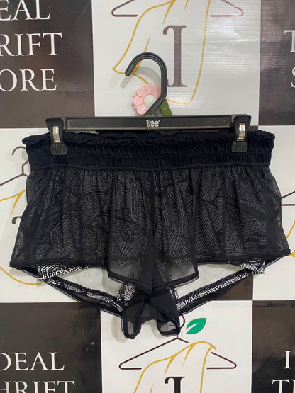 LULULEMON |M| WAIST 28| BLACK GEOMETRIC MESH LAYERED RUNNING SHORTS ACTIVEWEAR