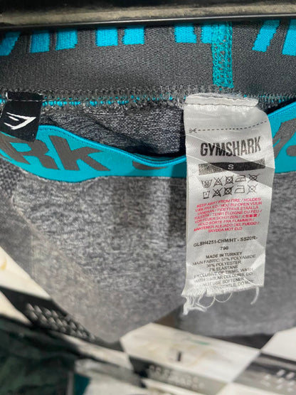 GYMSHARK |XS| WAIST 24| GREY MARL TEAL WAISTBAND SEAMLESS BIKER SHORTS ACTIVEWEAR