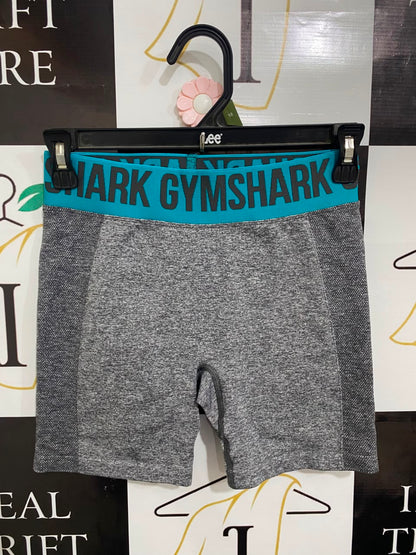 GYMSHARK |XS| WAIST 24| GREY MARL TEAL WAISTBAND SEAMLESS BIKER SHORTS ACTIVEWEAR