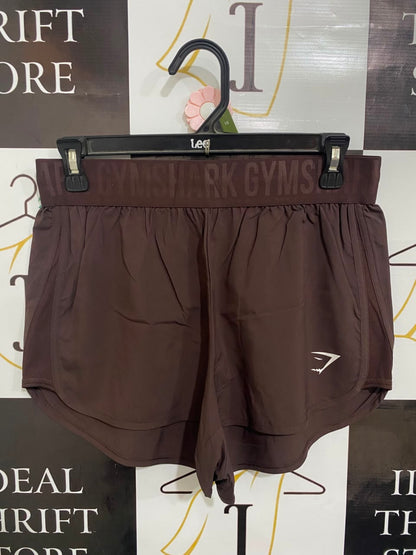 GYMSHARK |M| WAIST 28| BROWN BRANDED WAISTBAND RUNNING SHORTS ACTIVEWEAR