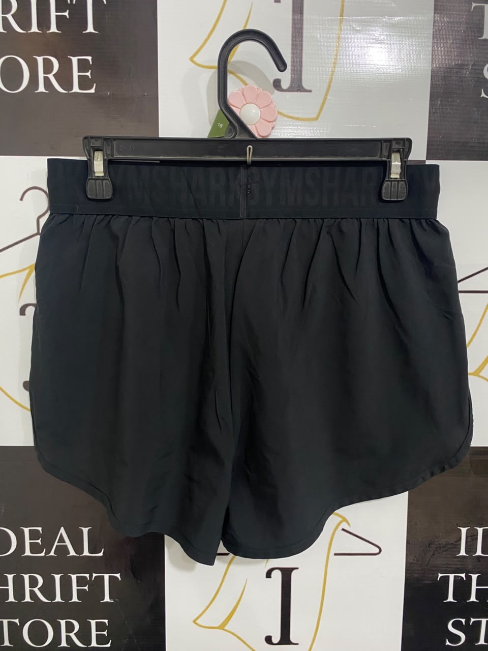 GYMSHARK |M| WAIST 28| BLACK BRANDED WAISTBAND RUNNING SHORTS ACTIVEWEAR