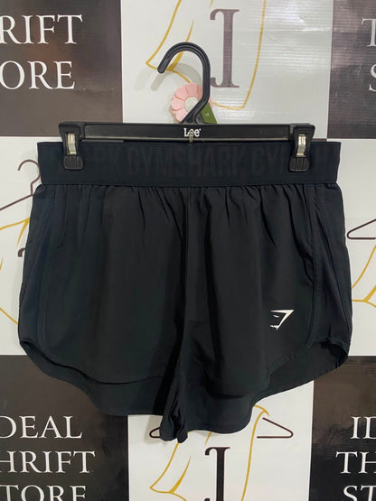 GYMSHARK |M| WAIST 28| BLACK BRANDED WAISTBAND RUNNING SHORTS ACTIVEWEAR