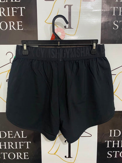 GYMSHARK |M| WAIST 28| BLACK BRANDED WAISTBAND RUNNING SHORTS ACTIVEWEAR