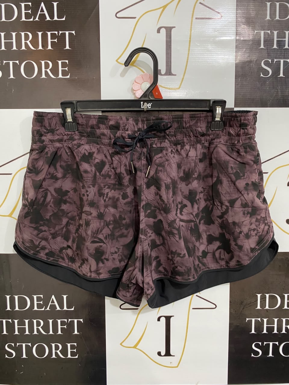 LULULEMON |XL| WAIST 34| MAUVE FLORAL PRINT LAYERED RUNNING SHORTS ACTIVEWEAR