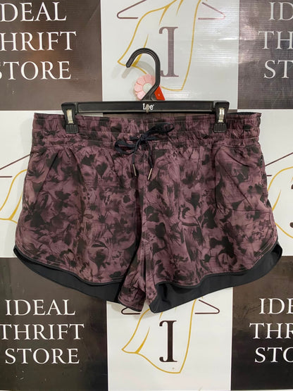 LULULEMON |XL| WAIST 34| MAUVE FLORAL PRINT LAYERED RUNNING SHORTS ACTIVEWEAR