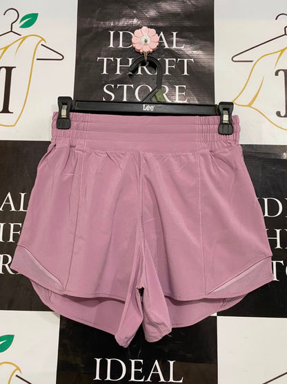 LULULEMON |XS| WAIST 24| MAUVE PINK HIGH-WAISTED MESH-PANEL RUNNING SHORTS ACTIVEWEAR