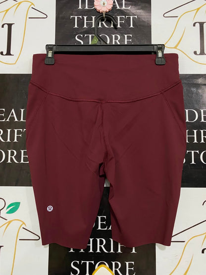 LULULEMON |M| WAIST 28| MAROON BURGUNDY HIGH-WAISTED ATHLETIC BIKER SHORTS ACTIVEWEAR