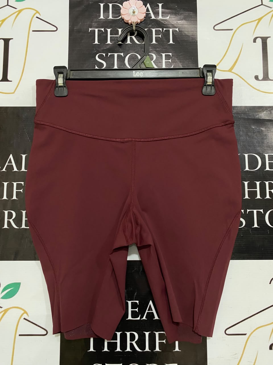 LULULEMON |M| WAIST 28| MAROON BURGUNDY HIGH-WAISTED ATHLETIC BIKER SHORTS ACTIVEWEAR