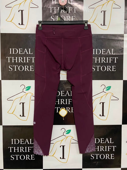 LULULEMON |S| WAIST 26| BURGUNDY REFLECTIVE DOT-ACCENT HIGH-WAISTED LEGGINGS ACTIVEWEAR