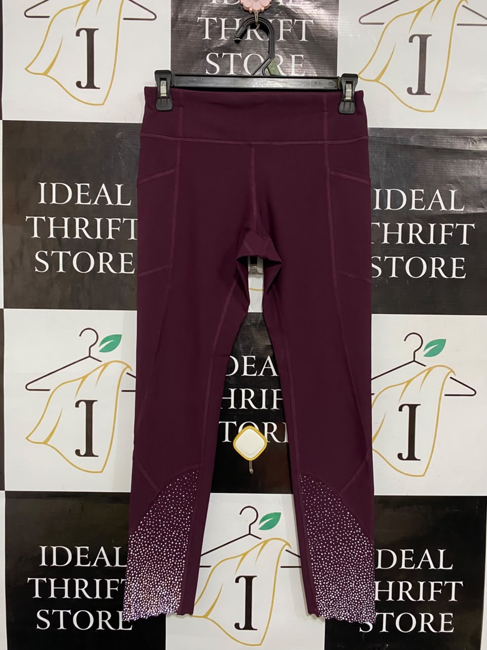 LULULEMON |S| WAIST 26| BURGUNDY REFLECTIVE DOT-ACCENT HIGH-WAISTED LEGGINGS ACTIVEWEAR
