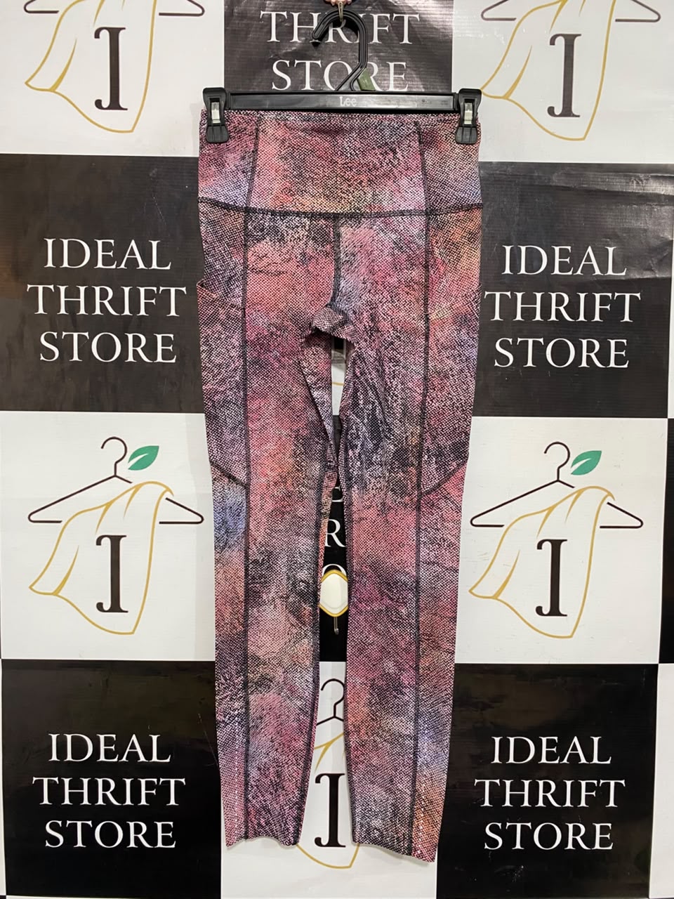LULULEMON |XS| WAIST 24| PINK MULTICOLOR ABSTRACT PRINT HIGH-WAISTED POCKET LEGGINGS ACTIVEWEAR