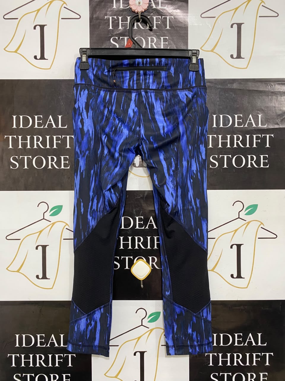 LULULEMON |S| WAIST 26| BLUE AND BLACK ABSTRACT PRINT HIGH-WAISTED CROP POCKET LEGGINGS ACTIVEWEAR