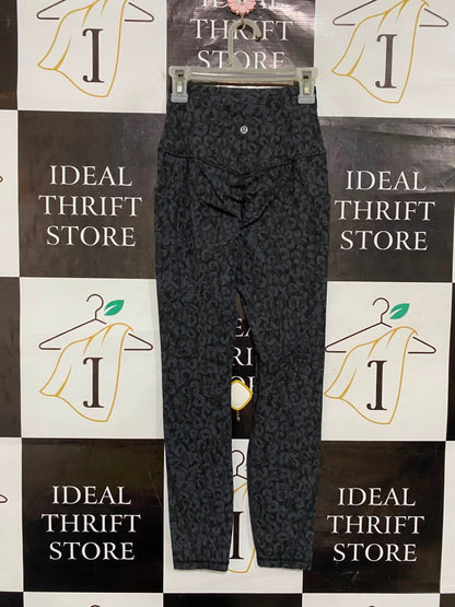 LULULEMON |XXS| WAIST 20| CHARCOAL BLACK LEOPARD PRINT HIGH-WAISTED POCKET LEGGINGS ACTIVEWEAR