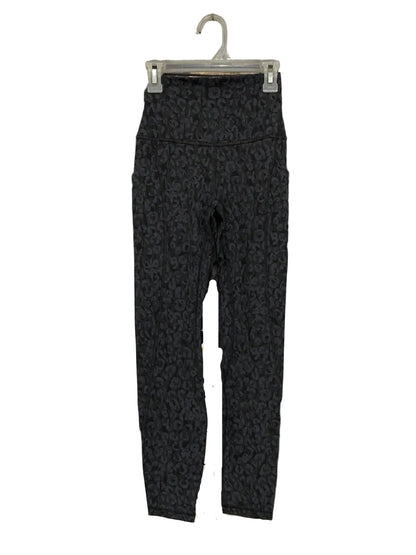 LULULEMON |XXS| WAIST 20| CHARCOAL BLACK LEOPARD PRINT HIGH-WAISTED POCKET LEGGINGS ACTIVEWEAR