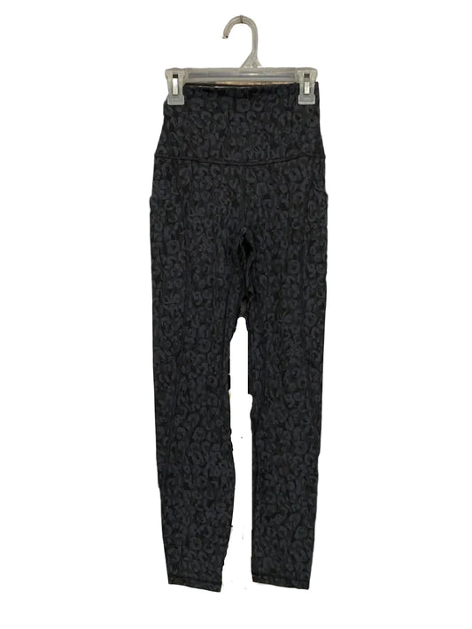 LULULEMON |XXS| WAIST 20| CHARCOAL BLACK LEOPARD PRINT HIGH-WAISTED POCKET LEGGINGS ACTIVEWEAR