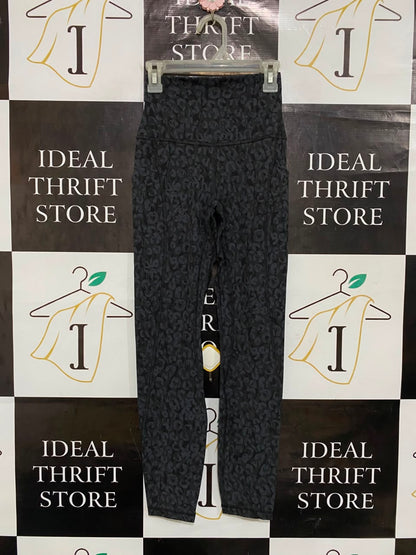 LULULEMON |XXS| WAIST 20| CHARCOAL BLACK LEOPARD PRINT HIGH-WAISTED POCKET LEGGINGS ACTIVEWEAR