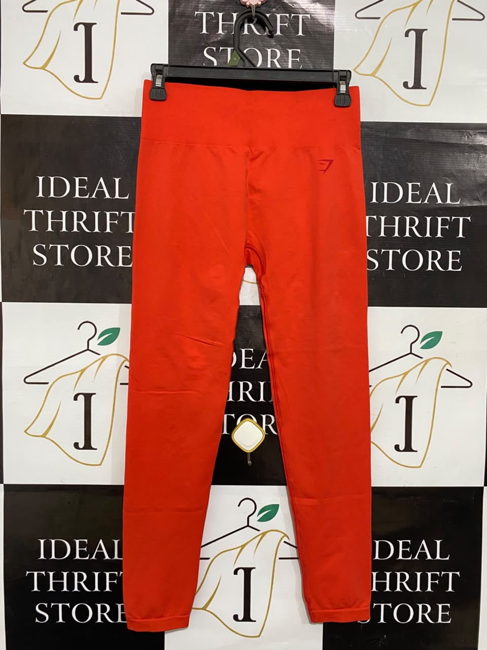 GYMSHARK |S| WAIST 26| VIBRANT RED LOGO-WAISTBAND SEAMLESS HIGH-WAISTED LEGGINGS ACTIVEWEAR