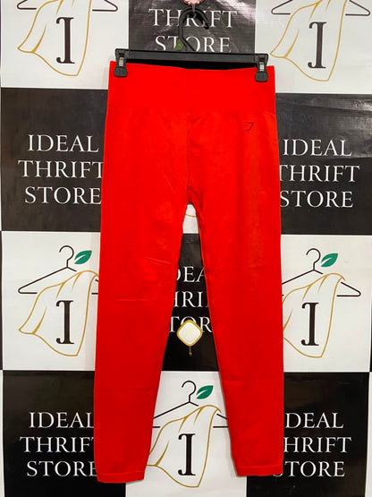 GYMSHARK |S| WAIST 26| VIBRANT RED LOGO-WAISTBAND SEAMLESS HIGH-WAISTED LEGGINGS ACTIVEWEAR