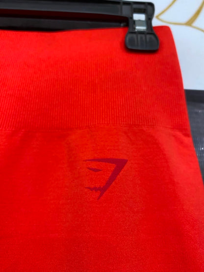 GYMSHARK |S| WAIST 26| VIBRANT RED LOGO-WAISTBAND SEAMLESS HIGH-WAISTED LEGGINGS ACTIVEWEAR