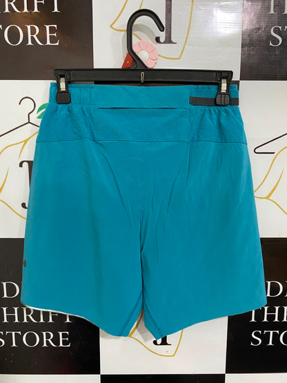LULULEMON |S| WAIST 26| TEAL / TURQUOISE HIGH-WAISTED ATHLETIC RUNNING SHORTS ACTIVEWEAR