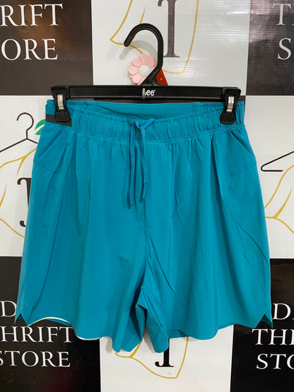 LULULEMON |S| WAIST 26| TEAL / TURQUOISE HIGH-WAISTED ATHLETIC RUNNING SHORTS ACTIVEWEAR