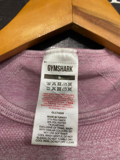 GYMSHARK |S| BUST 12| DUSTY PINK / MAUVE MARLED SEAMLESS LONG-SLEEVE CROP TOP ACTIVEWEAR