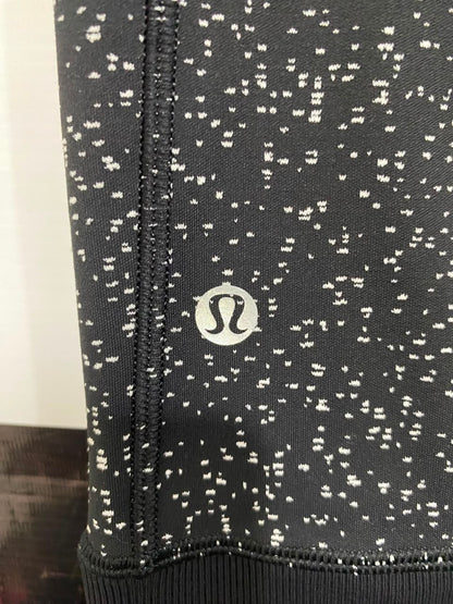LULULEMON |S| WAIST 26| BLACK & WHITE SPECKLED / PRINTED HIGH-WAISTED RUNNING LEGGINGS WITH ANKLE ZIPPERS
