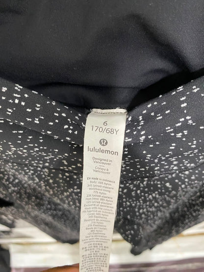 LULULEMON |S| WAIST 26| BLACK & WHITE SPECKLED / PRINTED HIGH-WAISTED RUNNING LEGGINGS WITH ANKLE ZIPPERS